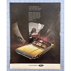 1969 Ford Thunderbird 2 Door Landau Vintage Print Ad Moonroof Open Sky